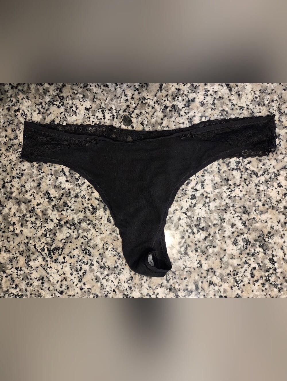Victoria's Secret Black Lace-Trim Thong Panty
